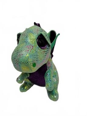 Ty Beanie Boos Cinder Green Dragon Plush Purple Wings 2015
